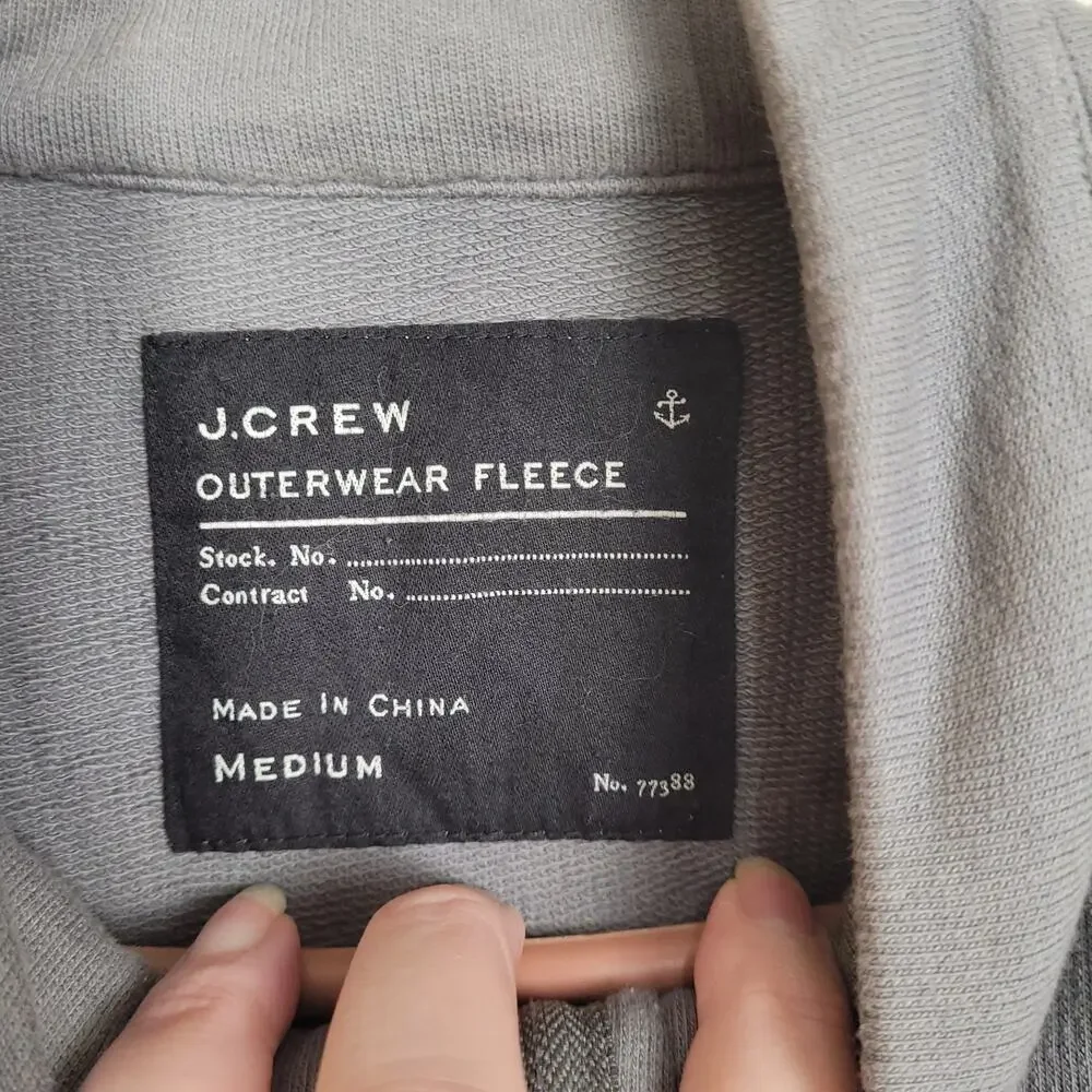 J.Crew Outerwear Fleece grey quarter zip pullover top size Med Minimal Classic